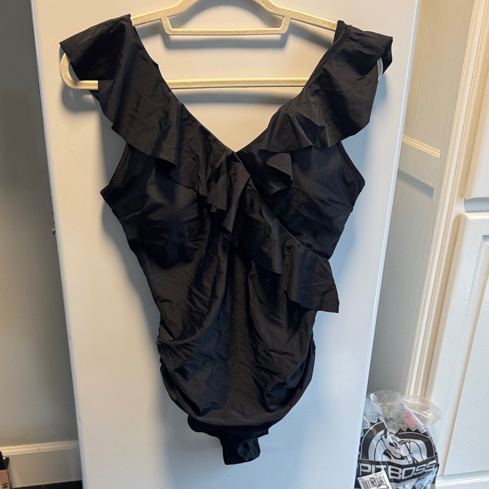 Women’s Black Ruffle One-Piece Swimsuit